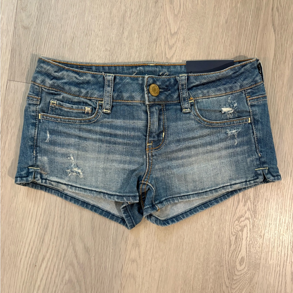 American Eagle AE Y2K Low Rise Blue Denim Shorts